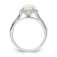 Cheryl M Sterling Silver Rhodium-plated Cabochon Lab Created Opal and Brilliant-cut CZ Halo Ring view 2
