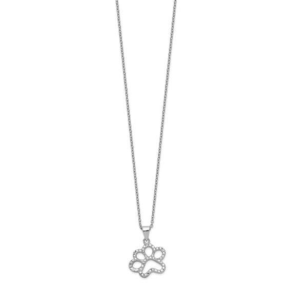Cheryl M Sterling Silver Rhodium-plated Brilliant-cut CZ Paw 18.25 Inch Necklace