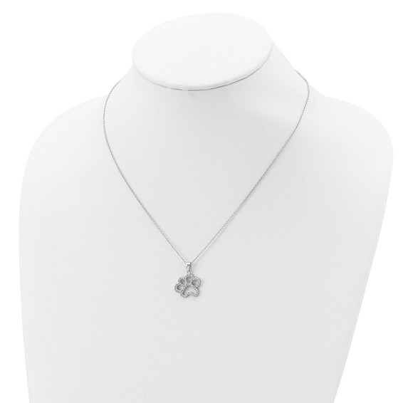 Cheryl M Sterling Silver Rhodium-plated Brilliant-cut CZ Paw 18.25 Inch Necklace