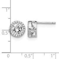 Cheryl M Sterling Silver Rhodium-plated Brilliant-cut CZ Halo Post Earrings view 4