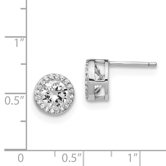 Cheryl M Sterling Silver Rhodium-plated Brilliant-cut CZ Halo Post Earrings