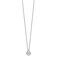 Cheryl M Sterling Silver Rhodium-plated Brilliant-cut Vibrant CZ Teardrop Necklace, 18" view 2