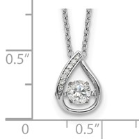 Cheryl M Sterling Silver Rhodium-plated Brilliant-cut Vibrant CZ Teardrop Necklace, 18" view 3