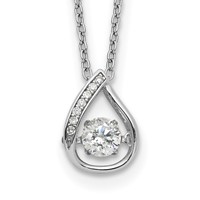 Cheryl M Sterling Silver Rhodium-plated Brilliant-cut Vibrant CZ Teardrop Necklace, 18" view 1