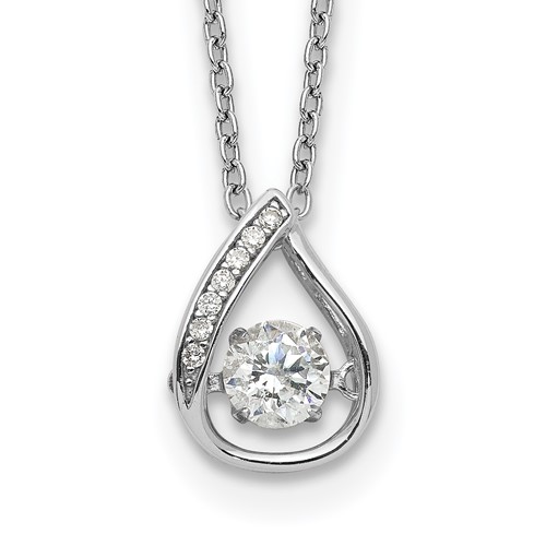 Cheryl M Sterling Silver Rhodium-plated Brilliant-cut Vibrant CZ Teardrop Necklace, 18"