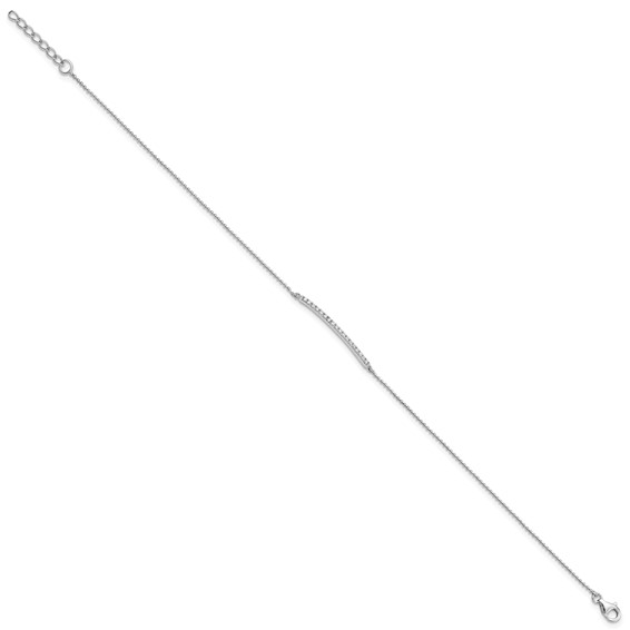 Cheryl M Sterling Silver Rhodium-plated Brilliant-cut CZ Bar 9.5 Inch Anklet with 1 Inch Extender