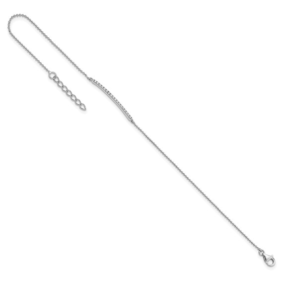 Cheryl M Sterling Silver Rhodium-plated Brilliant-cut CZ Bar 9.5 Inch Anklet with 1 Inch Extender