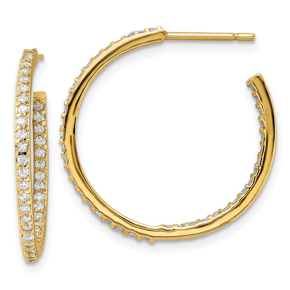 Cheryl M SS Gold-plated CZ Pave Hoop Earrings