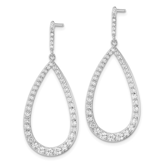 Cheryl M Sterling Silver Rhodium-plated Brilliant-cut CZ Open Pear Shape Post Dangle Earrings