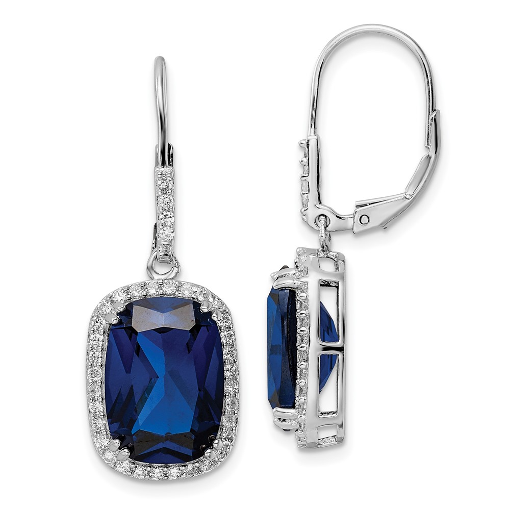 Cheryl M SS RH-plated Synthetic Spinel & CZ Leverback Earrings