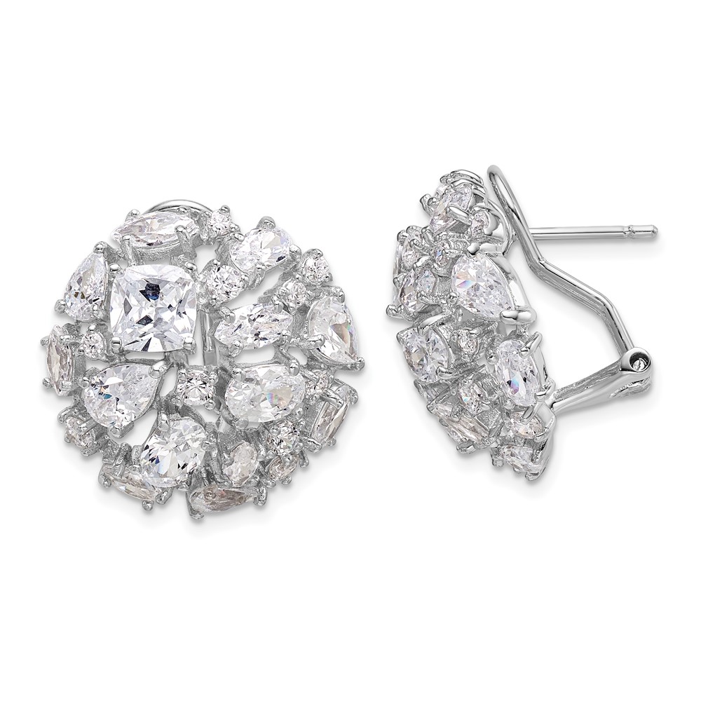 Cheryl M SS Rhodium-plated CZ Multistone Cluster Dome Earrings