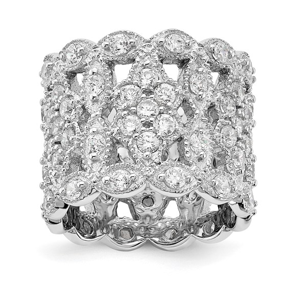 Cheryl M Sterling Silver Rhodium-plated Brilliant-cut CZ Multi-stone Ring