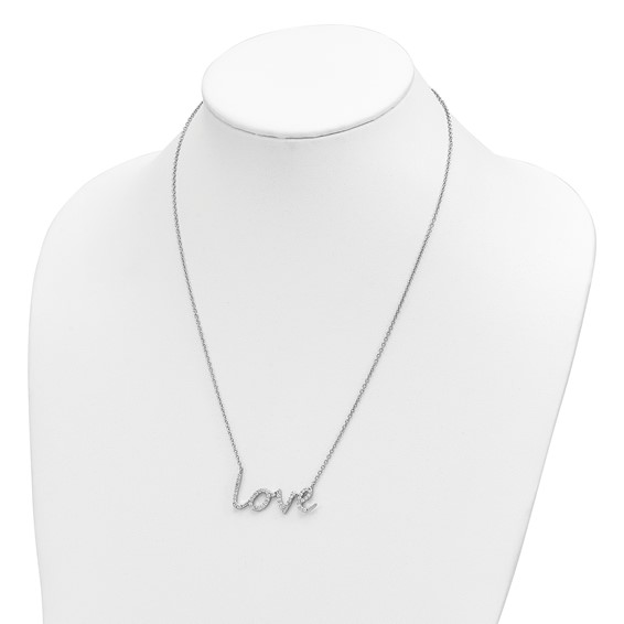 Cheryl M Sterling Silver Rhodium-plated Brilliant-cut CZ LOVE 18 Inch Necklace