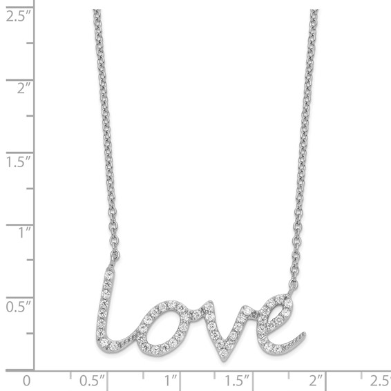 Cheryl M Sterling Silver Rhodium-plated Brilliant-cut CZ LOVE 18 Inch Necklace