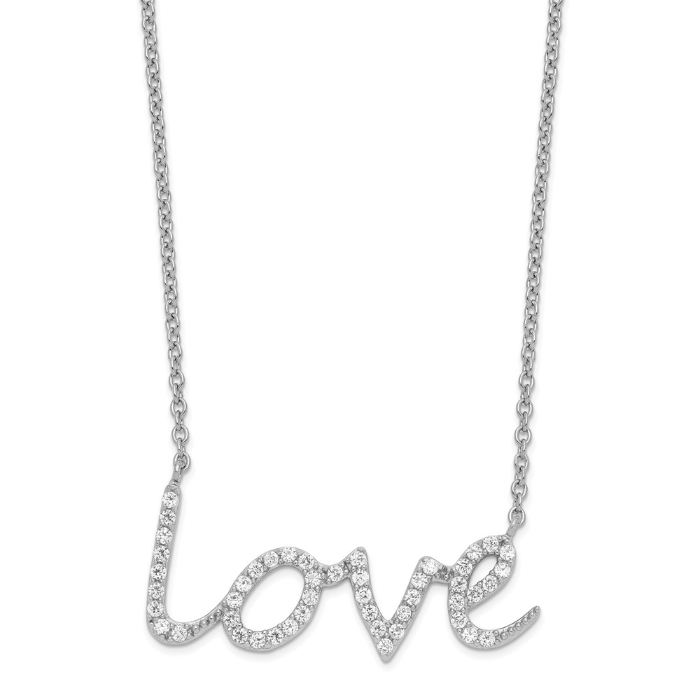 Sterling Silver Cheryl M Rhodium-plated CZ Love Word Necklace
