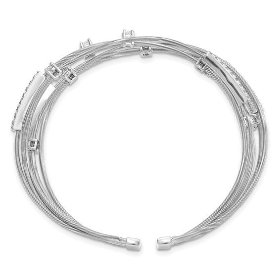 Cheryl M Sterling Silver Rhodium-plated Brilliant-cut CZ Flexible Bangle