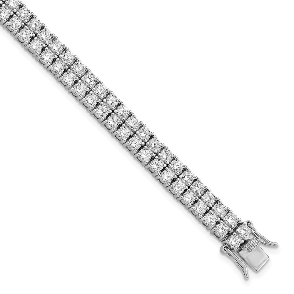 Sterling Silver Cheryl M Rhodium-plated CZ Tennis Bracelet