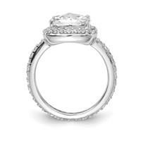 Cheryl M Sterling Silver Rhodium-plated Rose-cut and Brilliant-cut CZ Square Halo Ring view 2