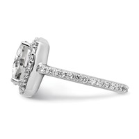 Cheryl M Sterling Silver Rhodium-plated Rose-cut and Brilliant-cut CZ Square Halo Ring view 3