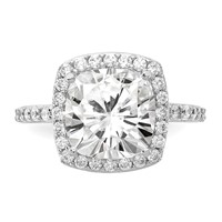 Cheryl M Sterling Silver Rhodium-plated Rose-cut and Brilliant-cut CZ Square Halo Ring view 5