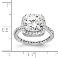 Cheryl M Sterling Silver Rhodium-plated Rose-cut and Brilliant-cut CZ Square Halo Ring view 4
