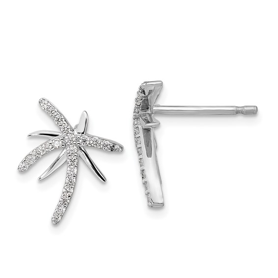 Cheryl M Sterling Silver Rhodium-plated Brilliant-cut CZ Palm Tree Post Earrings
