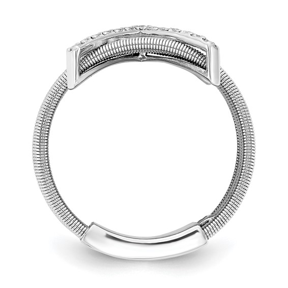 Cheryl M Sterling Silver Rhodium-plated Brilliant-cut CZ Textured Multi-band Ring