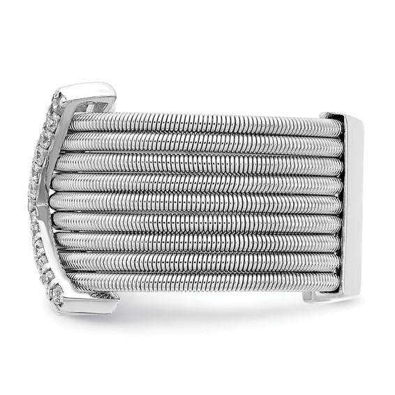 Cheryl M Sterling Silver Rhodium-plated Brilliant-cut CZ Textured Multi-band Ring