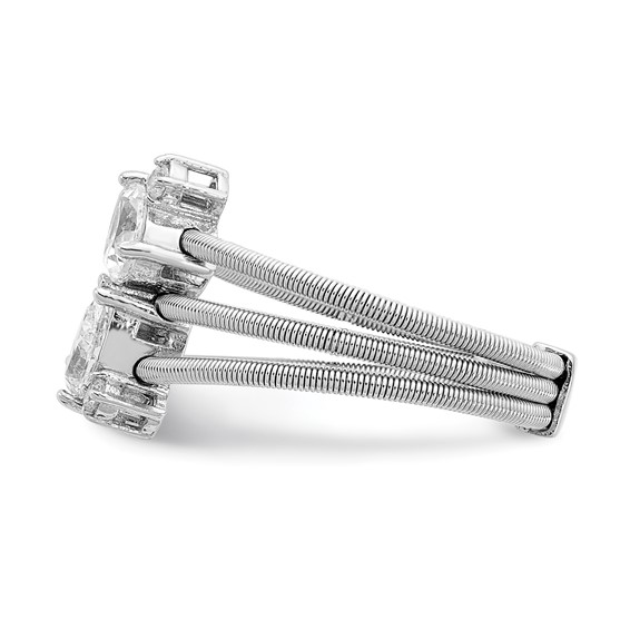 Cheryl M Sterling Silver Rhodium-plated Brilliant-cut CZ Textured 3 Band Ring