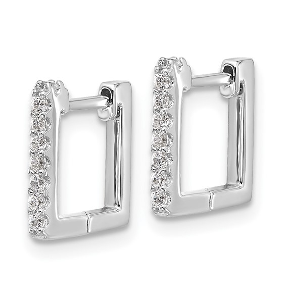 Cheryl M Sterling Silver Rhodium-plated Brilliant-cut CZ Square Hinged Post Hoop Earrings