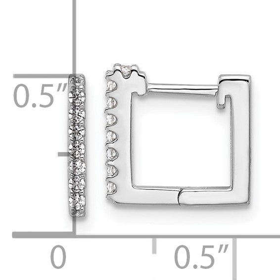 Cheryl M Sterling Silver Rhodium-plated Brilliant-cut CZ Square Hinged Post Hoop Earrings