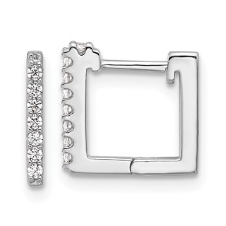 Cheryl M Sterling Silver Rhodium-plated Brilliant-cut CZ Square Hinged Post Hoop Earrings