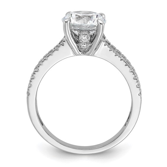 Cheryl M Sterling Silver Rhodium-plated Fancy Brilliant-cut Round CZ Center Stone Ring