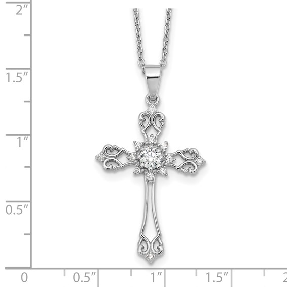 Sterling Silver CZ Cross Necklaces