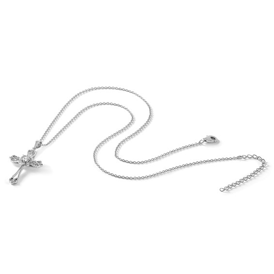 Sterling Silver CZ Cross Necklaces