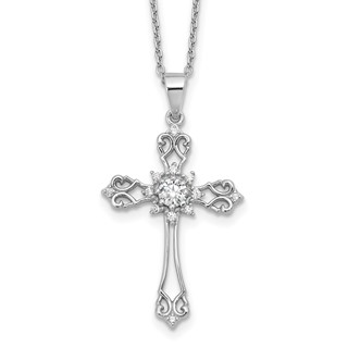 Sterling Silver CZ Cross Necklaces