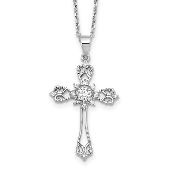 Sterling Silver CZ Cross Necklaces