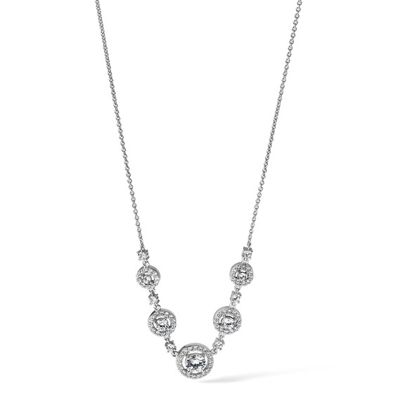 Cheryl M Sterling Silver Rhodium-plated Brilliant-cut CZ Fancy Halo Circles 18 Inch Necklace