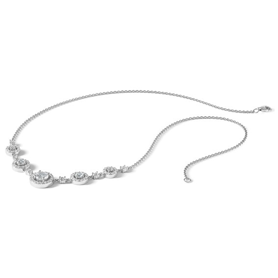 Cheryl M Sterling Silver Rhodium-plated Brilliant-cut CZ Fancy Halo Circles 18 Inch Necklace