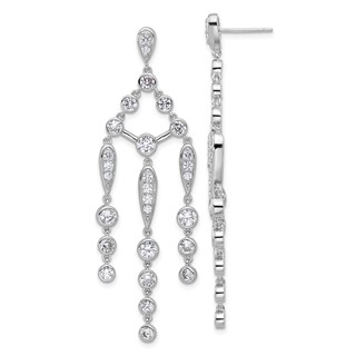 Cheryl M Sterling Silver Rhodium-plated Brilliant-cut Bezel CZ Chandelier Post Dangle Earrings