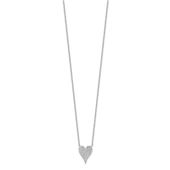 Cheryl M Sterling Silver Rhodium-plated Brilliant-cut Pave CZ Heart 18 Inch Necklace