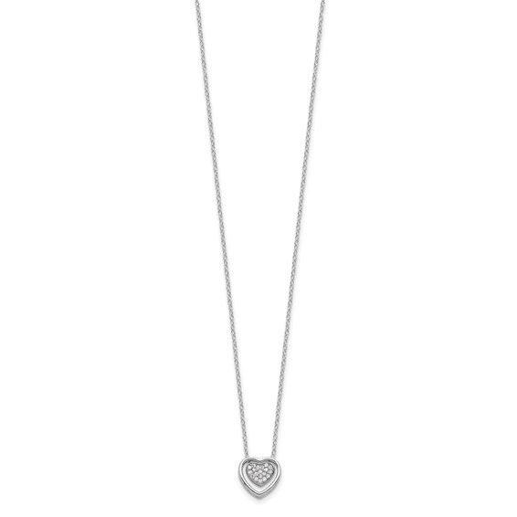 Cheryl M Sterling Silver Rhodium-plated Brilliant-cut CZ Double Heart 18 Inch Necklace