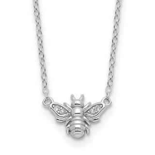 Cheryl M Sterling Silver Rhodium-plated Brilliant-cut CZ Bee 18 Inch Necklace