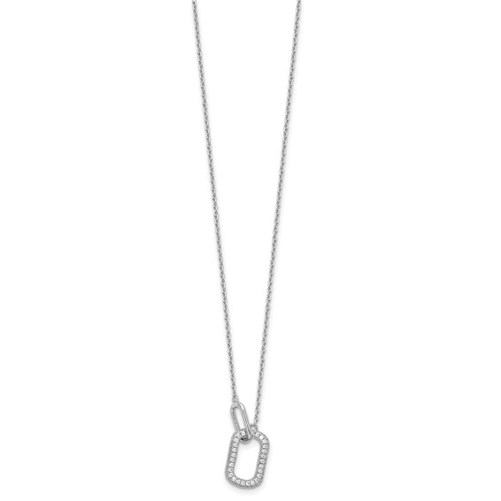Cheryl M Sterling Silver Rhodium-plated Brilliant-cut CZ Oval Links 18 Inch Necklace