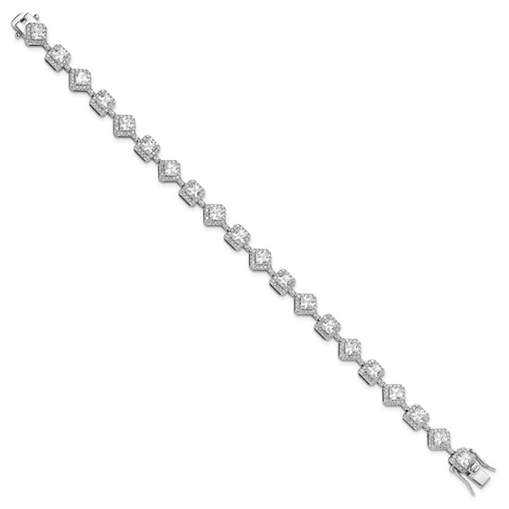 Cheryl M Sterling Silver Rhodium-plated Fancy Brilliant-cut and Cushion-cut CZ 7.5 Inch Bracelet