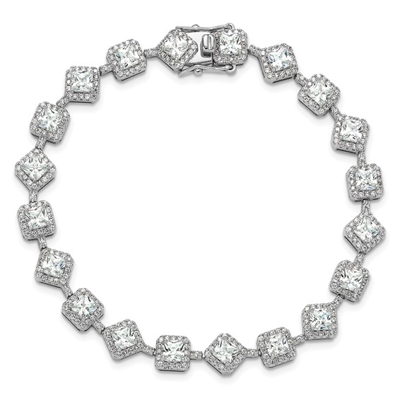 Cheryl M Sterling Silver Rhodium-plated Fancy Brilliant-cut and Cushion-cut CZ 7.5 Inch Bracelet