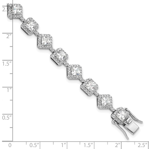 Cheryl M Sterling Silver Rhodium-plated Fancy Brilliant-cut and Cushion-cut CZ 7.5 Inch Bracelet