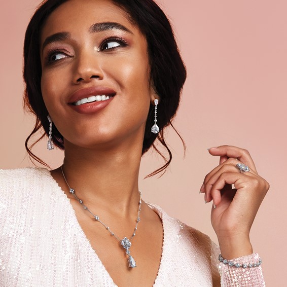 Cheryl M Sterling Silver Rhodium-plated Fancy Brilliant-cut and Cushion-cut CZ 7.5 Inch Bracelet