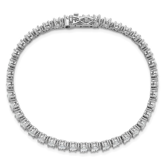 Cheryl M Sterling Silver Rhodium-plated Fancy Oval CZ Bracelet
