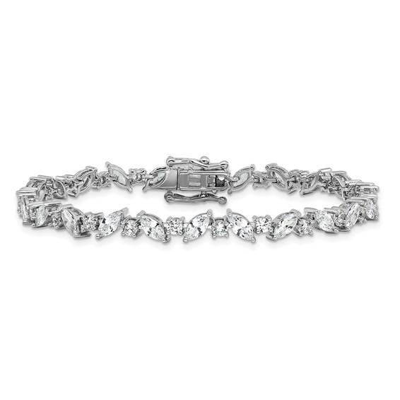 Cheryl M Sterling Silver Rhodium-plated Polished Fancy Marquise CZ Bracelet
